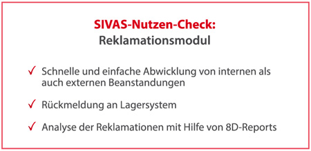 SIVAS Reklamationsmodul