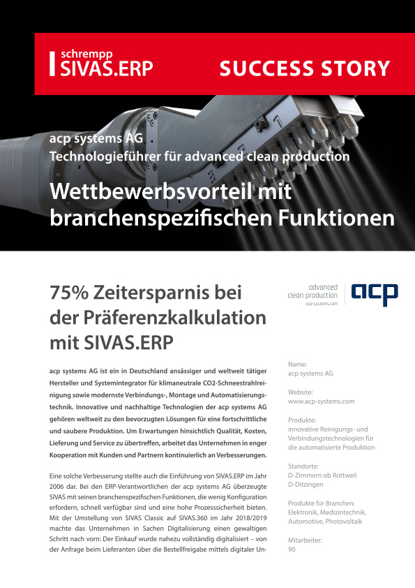 Die acp systems AG setzt auf SIVAS.ERP