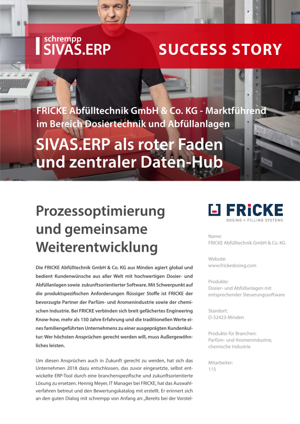 Die FRICKE Abfülltechnik GmbH & Co. KG setzt auf SIVAS.ERP