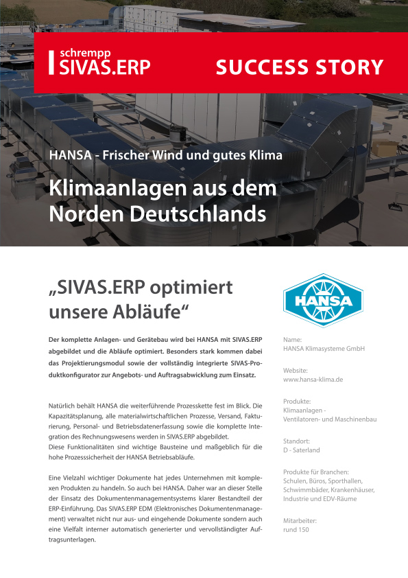 Anwenderbericht HANSA Klimasysteme GmbH mit SIVAS.ERP