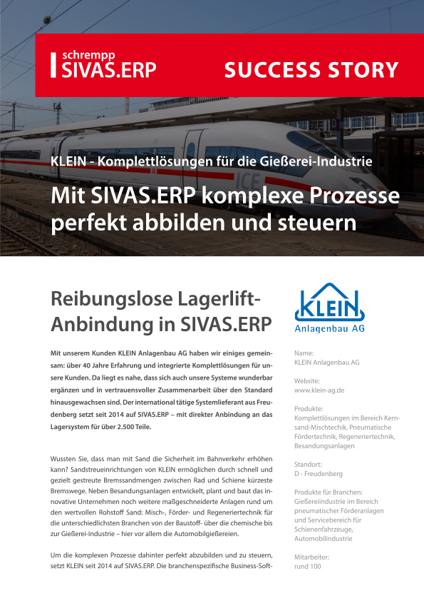 Anwenderbericht KLEIN Anlagenbau AG mit SIVAS.ERP