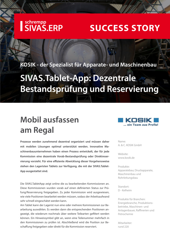 Anwenderbericht A.&C. Kosik GmbH mit SIVAS.ERP